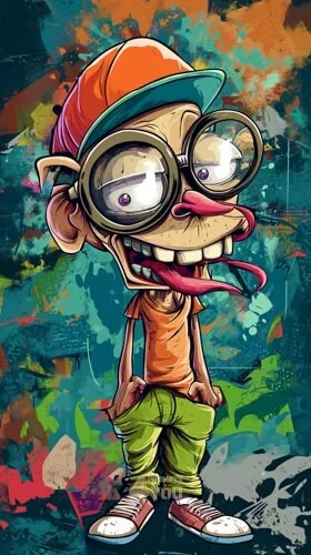 a boy character desiged in graffiti style midjourney prompt