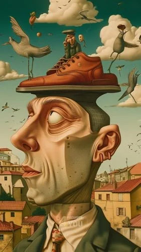 a man portrait in surrealism style for midjourney prompt