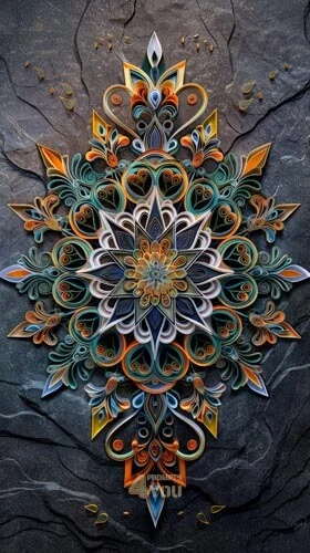 A mandala picture use quilling paper craft style for midjourney prompt