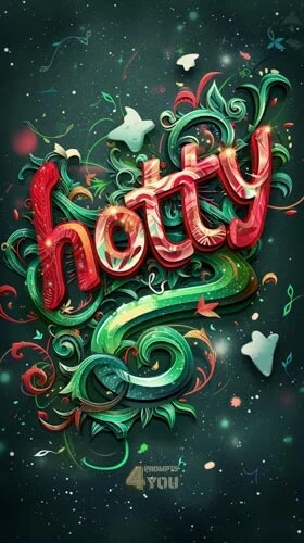 pandasmog word hotty illustration created in typographic style for midjourney prompt