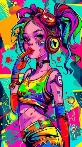 picture of a girl designed in graffiti style midjourney prompt