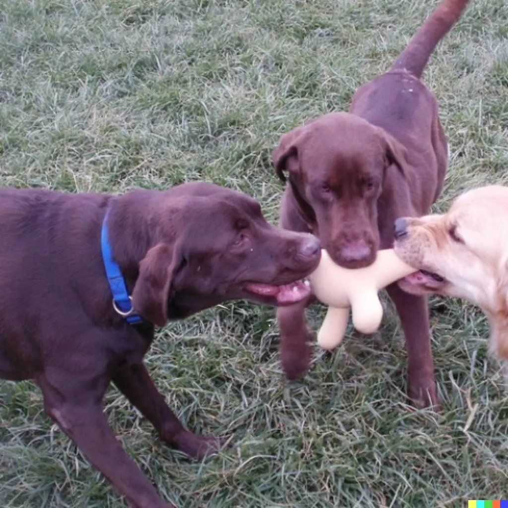let the dogs bite a stuffed toy