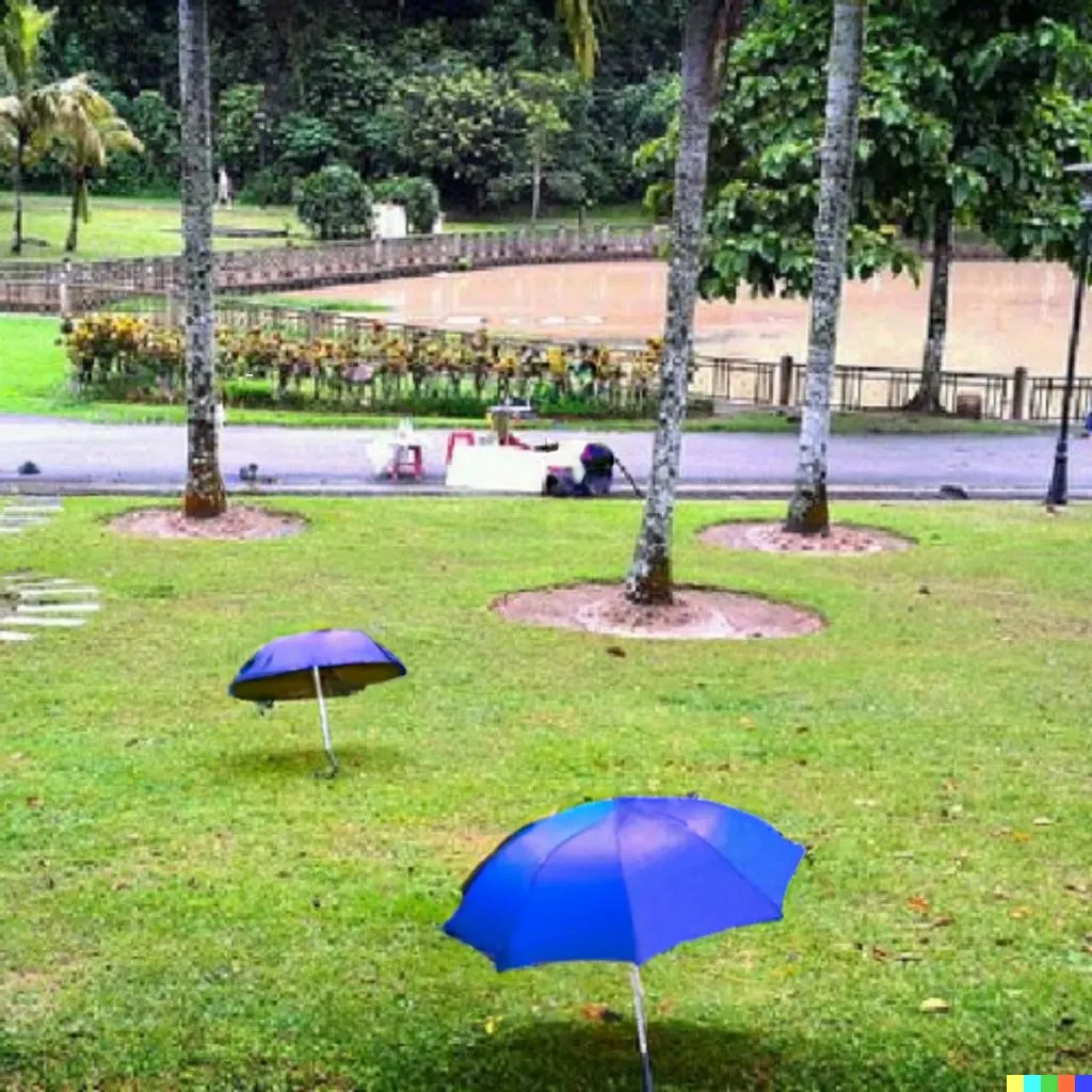 Make the umbrellas blue.
