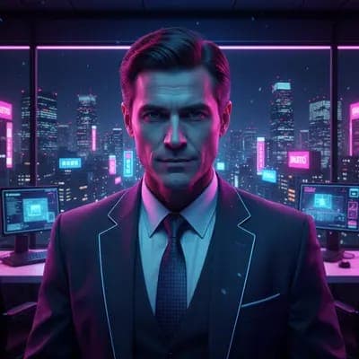أمر MakeMyTrend: صورة مستقبلية للرئيس التنفيذي لشركة Neo-Tokyo Tech AI - لقطات احترافية